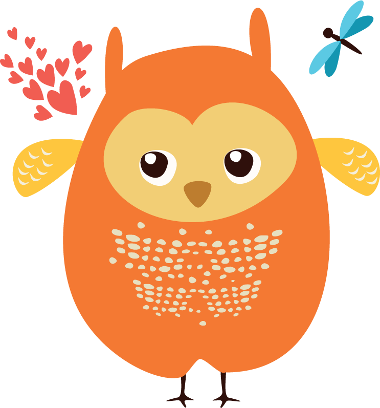 simple cute cartoon owl illustration with vibrant colors for kids' projects and decor