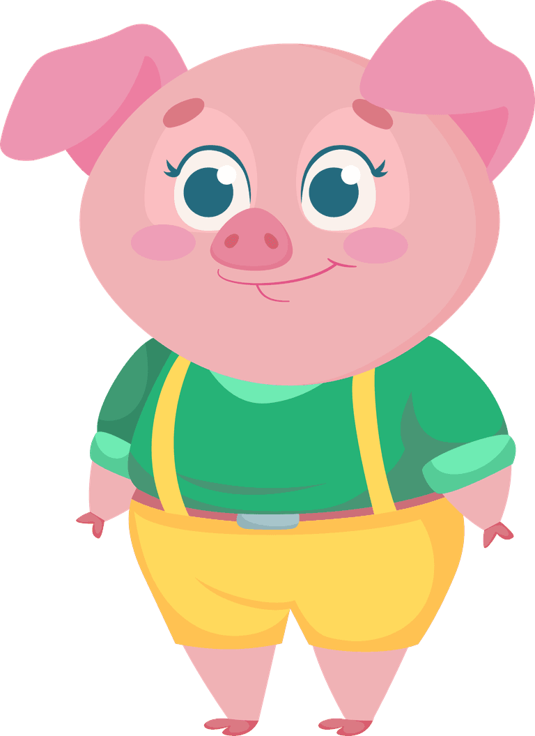 cute pig collection small cute animals multiple situations singing eating dancing having happy