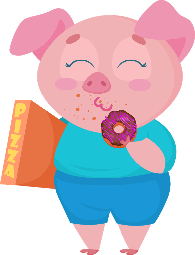 cute pig collection small cute animals multiple situations singing eating dancing having happy