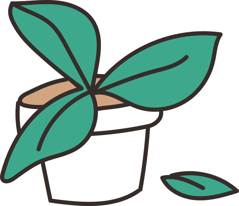 cute social distancing quarantine icon featuring a green plant in a pot for wellness themes