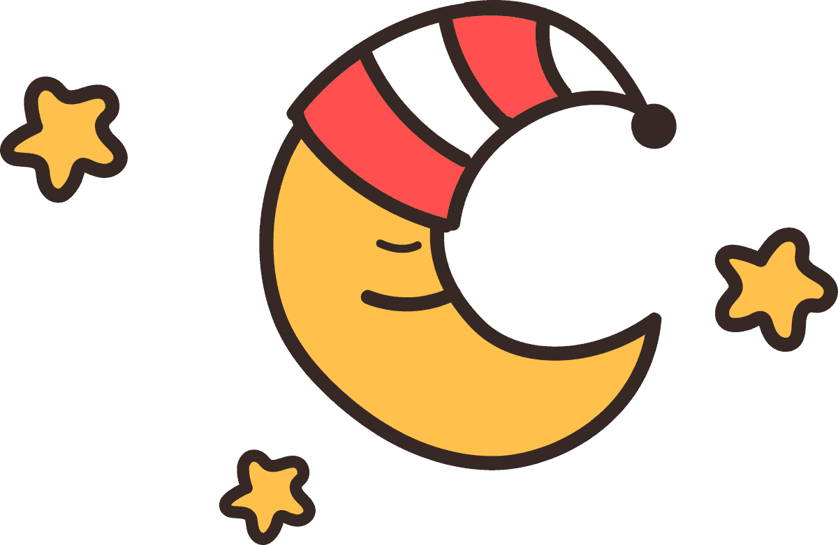 cute social distancing quarantine icon featuring a sleepy moon with stars for playful nights