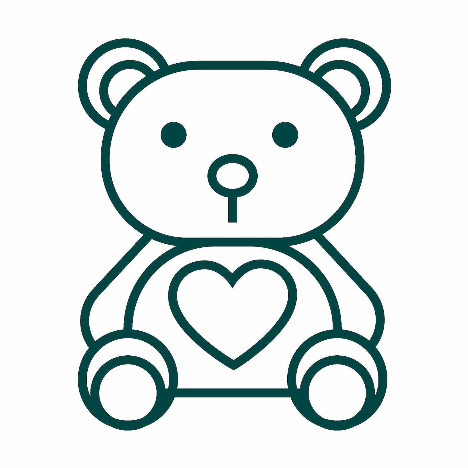 cute teddy bear heart icon line art design