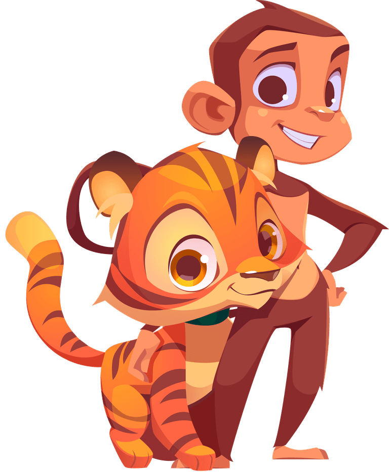 cute tiger and monkey cute monkey tiger animals friends