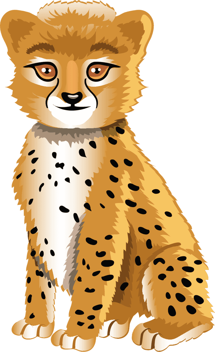 cute wild animals characters featuring an adorable playful cheetah for children's designs