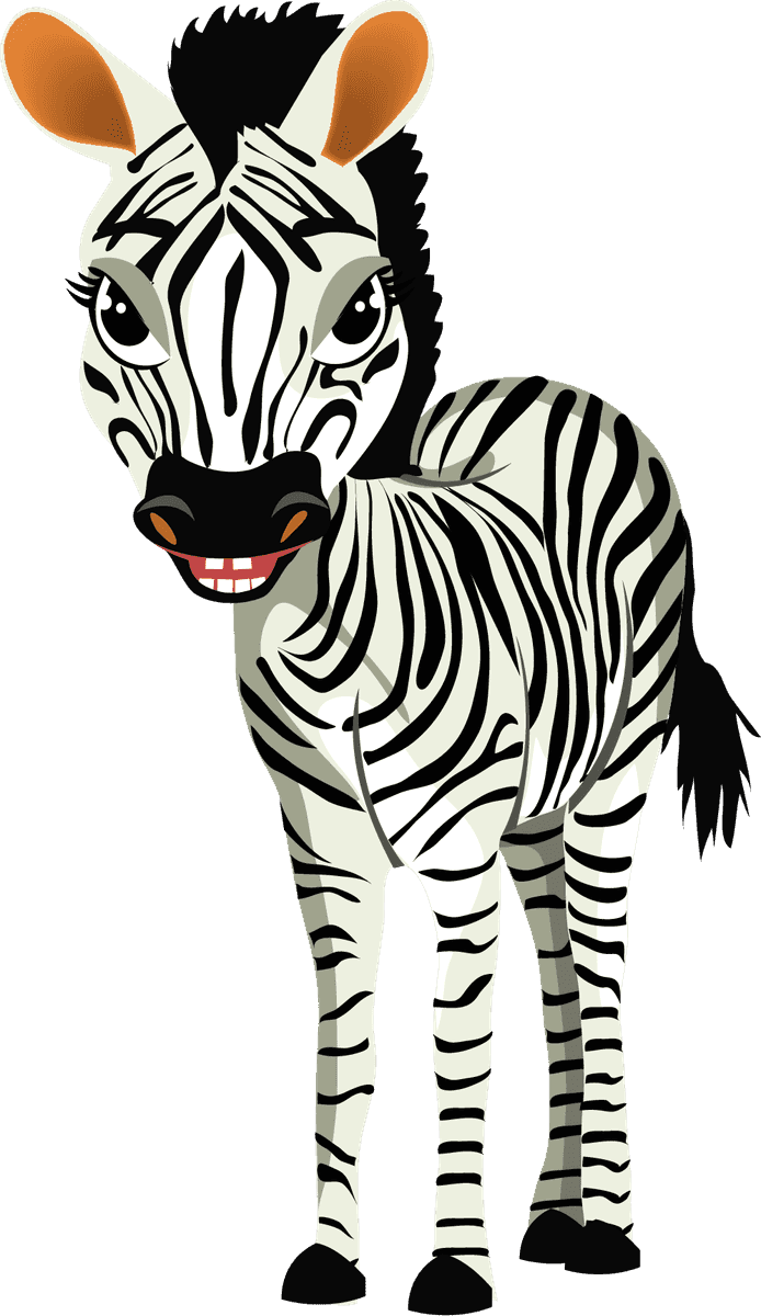cute wild animals characters featuring a playful zebra with vibrant colors and expressive features
