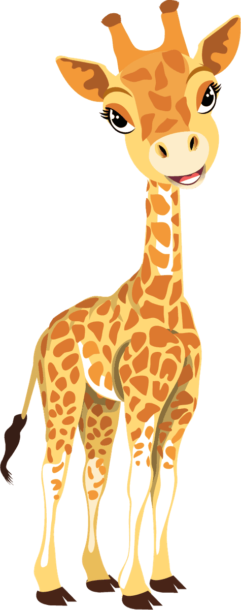 cute wild animals characters featuring a friendly giraffe for children's decor and learning