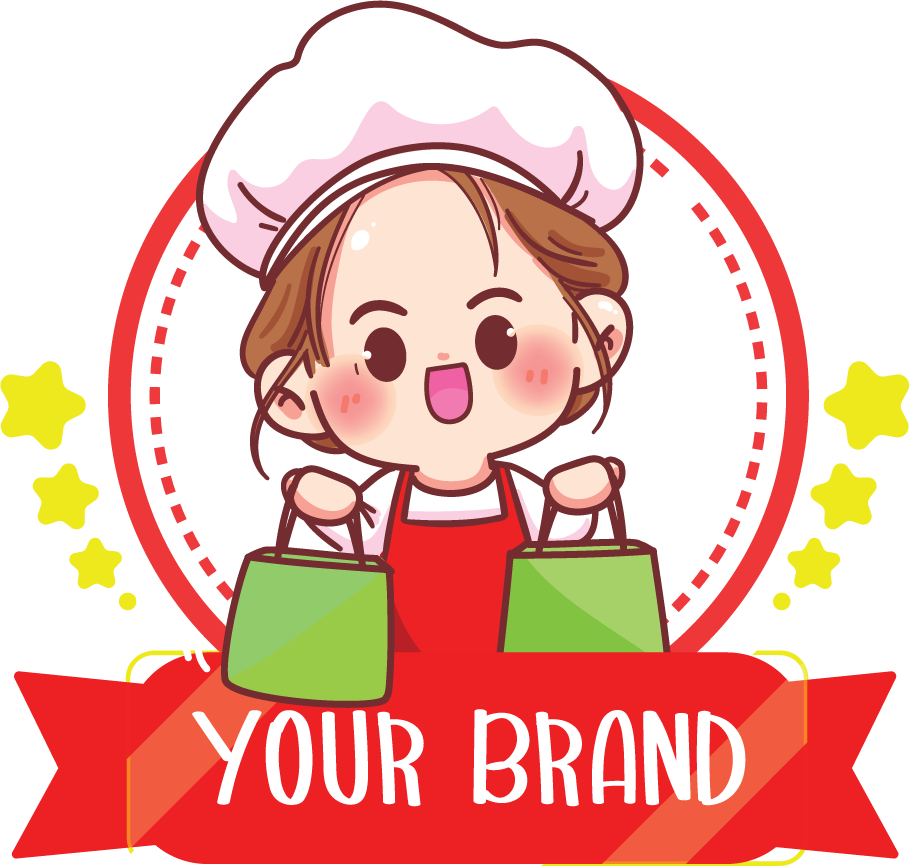 cute woman chef logo icons for restaurants and food business branding