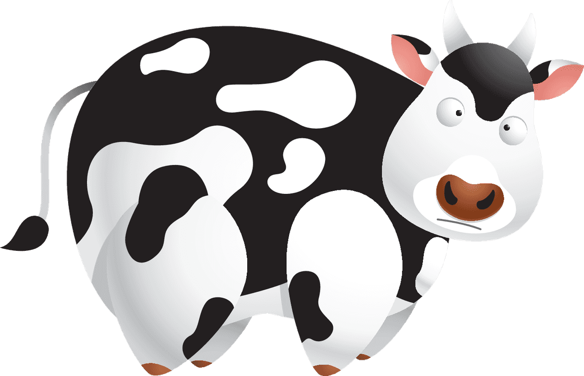 dairy cow animal comics featuring playful characters for children's educational materials