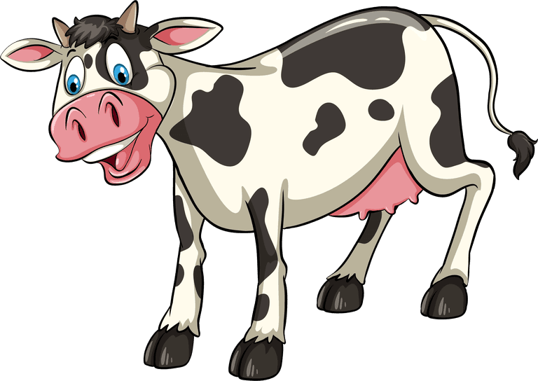 dairy cow farmer and farm animals illustration