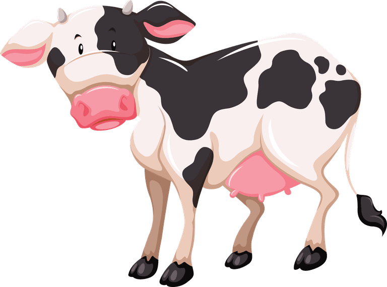 dairy cow farmer and farm animals illustration