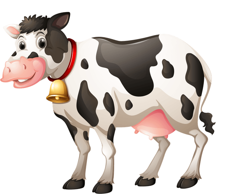 dairy cow fresh milk illustration with a friendly face and vibrant colors for packaging