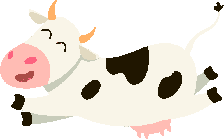 dairy cow set funny spotted cow grey background cartoon illustration