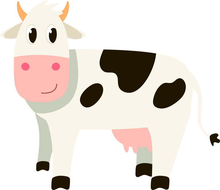 dairy cow set funny spotted cow grey background cartoon illustration