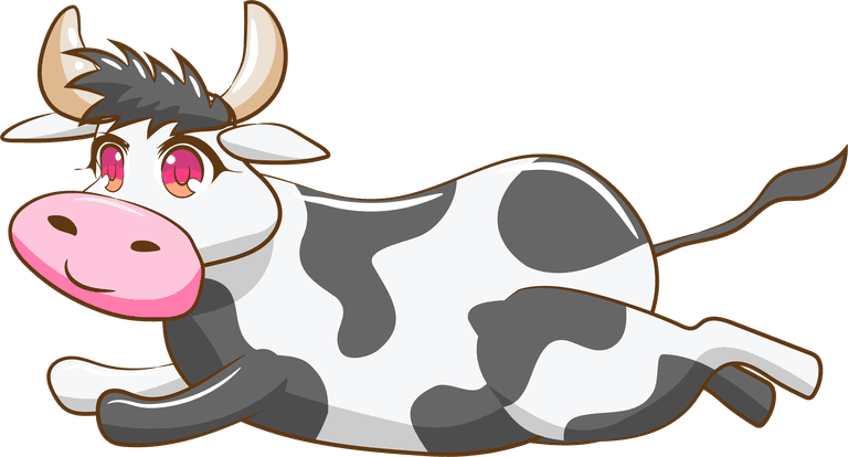 dairy cow silly cow cartoon set isolated on white background