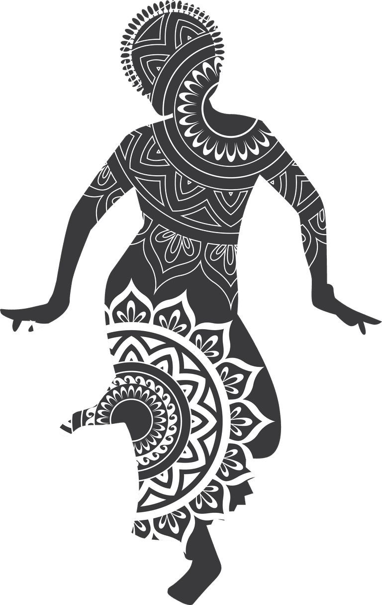 dance pattern silhouettes of bollywood dancer on transparent background