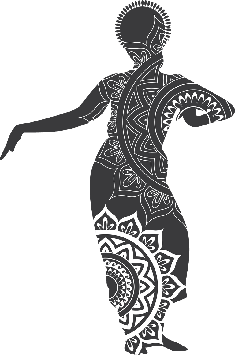 dance pattern silhouettes of bollywood dancer on transparent background
