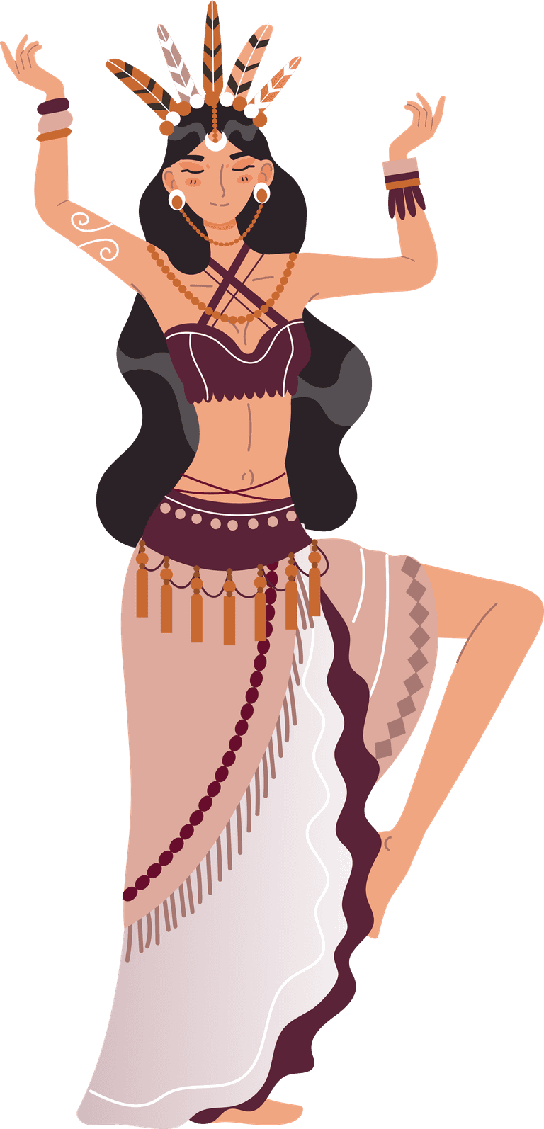dancer beautiful female ritual dancing illustration vector