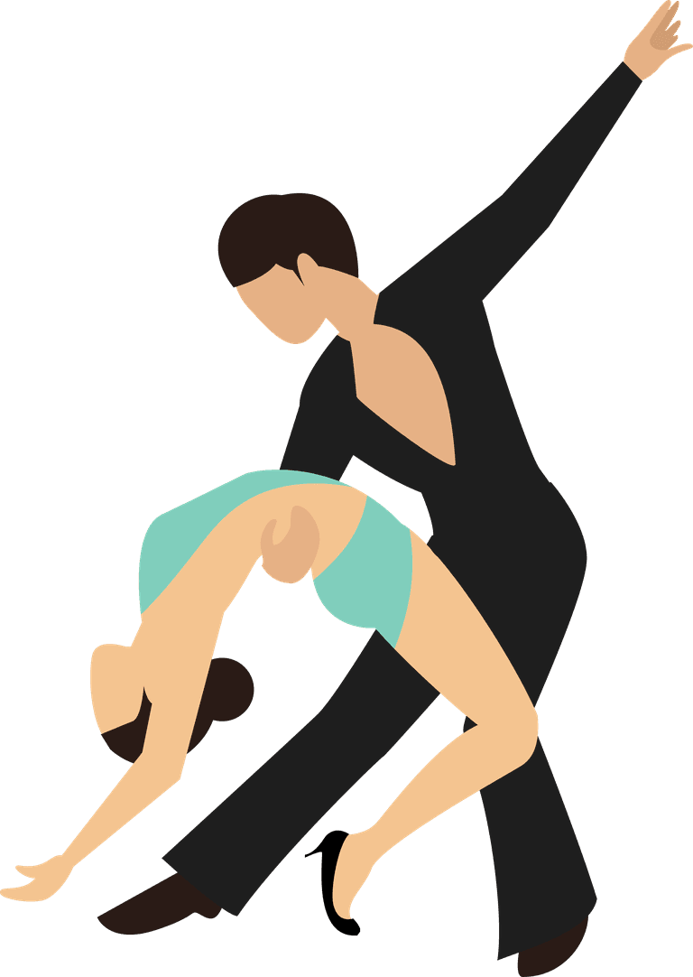 dancer dancing styles flat icons set partner dance waltz performer tango woman man