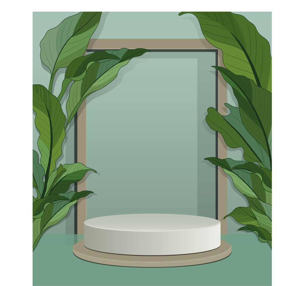 decorative background stage frame with lush greenery for modern presentations and displays