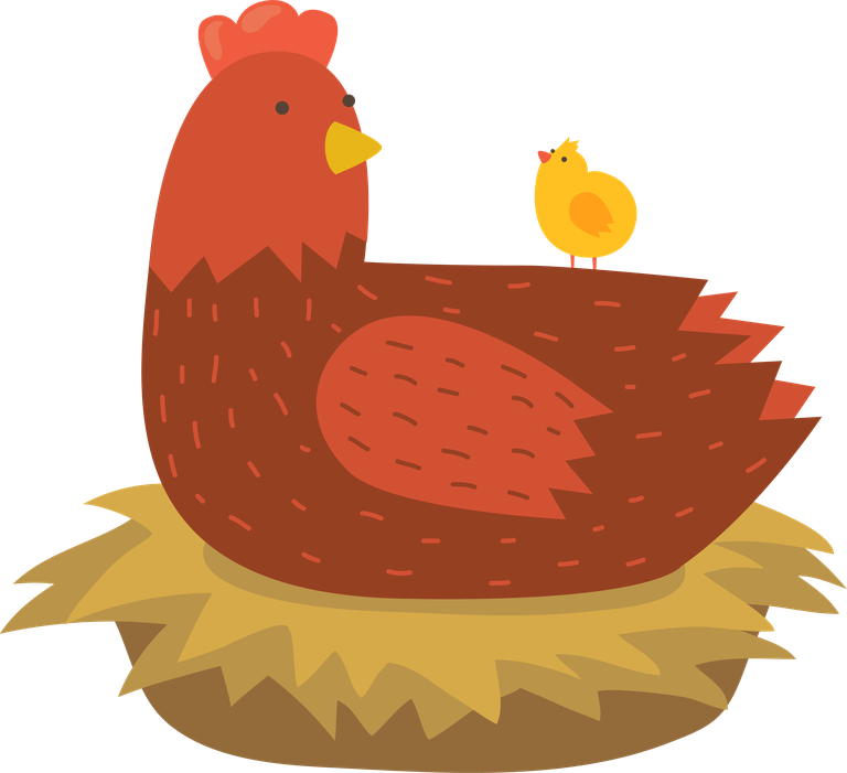 hen cute hens chicken relaxing on straw with adorable chick companion
