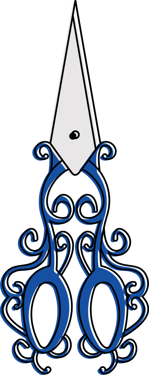 decorative isolate vintage scissors with intricate blue detailing for crafting and art