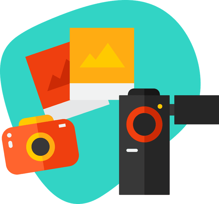 traveling isolated decorative icons featuring cameras and photographs for travel enthusiasts