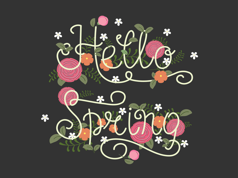 decorative spring floral lettering card