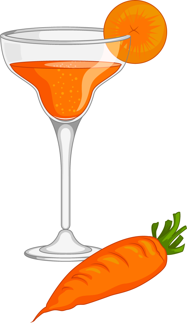 delicious fruits drink vectors featuring vibrant orange cocktail with carrot garnish for refreshing beverages