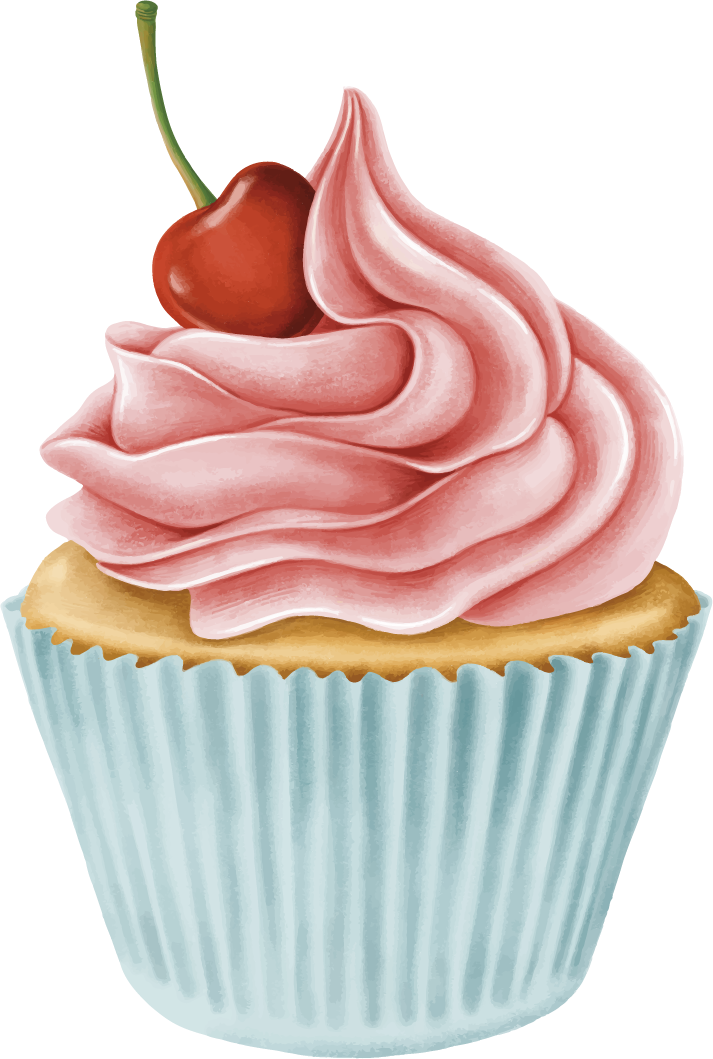 delicious hand painted desserts featuring a charming cupcake with cherry topping