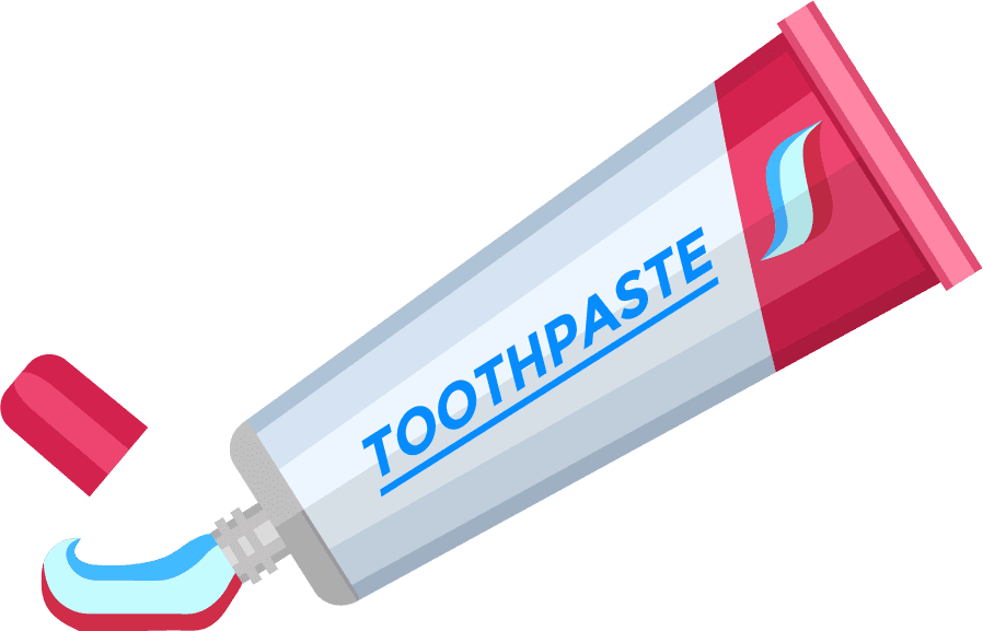 dentist isolated flat icons featuring toothpaste tube and dental care essentials