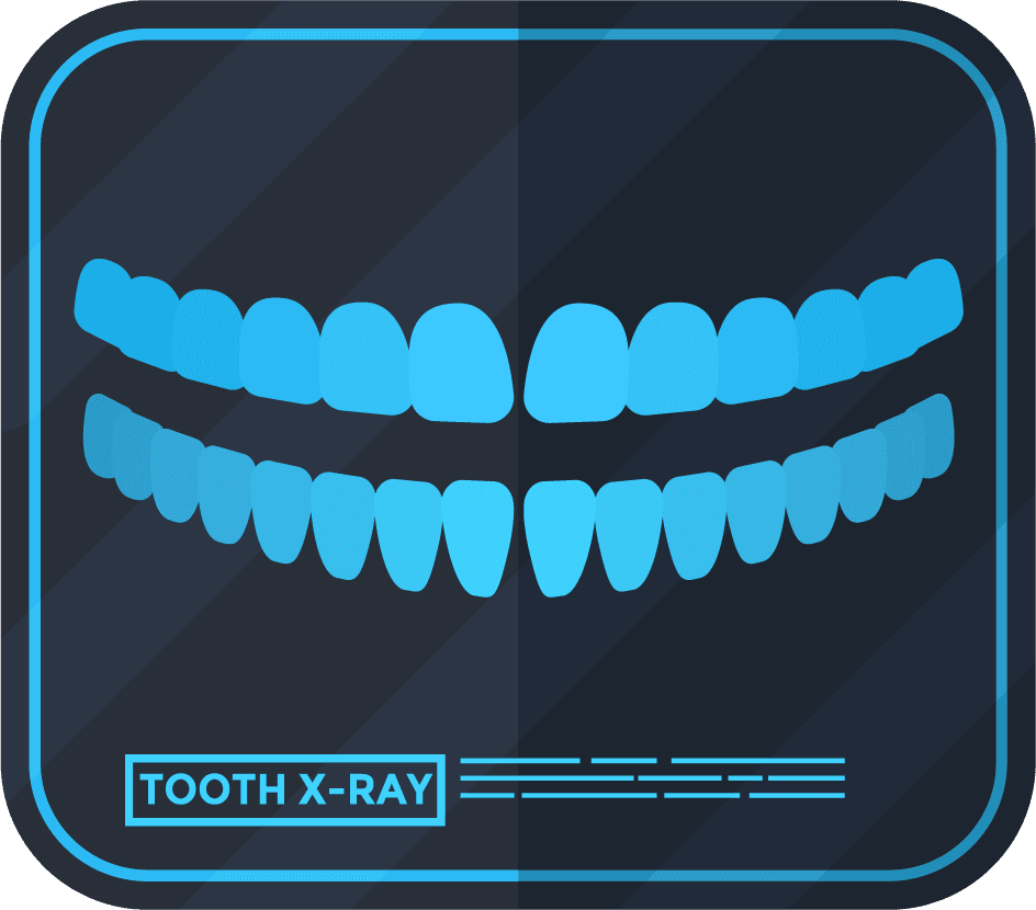 dentist isolated flat icons showcasing tooth x-ray and dental health essentials