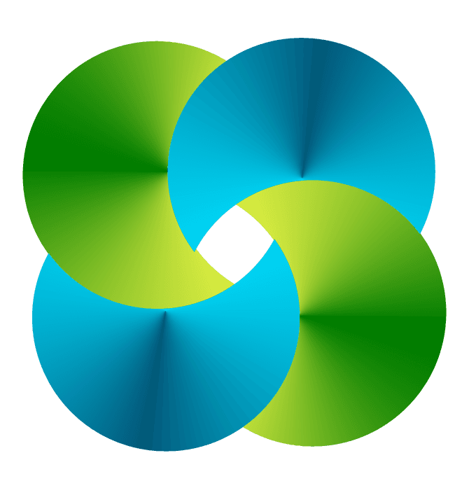 abstract symbols with layered circular shapes in vibrant green and blue colors for modern visuals