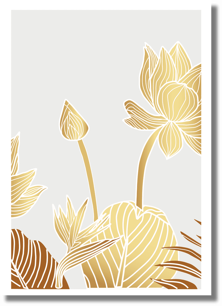design template lotus line arts hand draw gold lotus flower and leaves design for