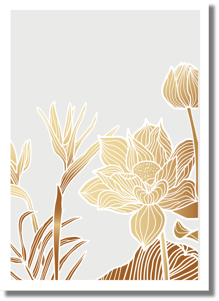 design template lotus line arts hand draw gold lotus flower and leaves design for