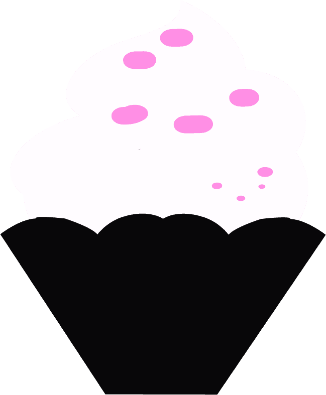 dessert elements flat black pink white icons