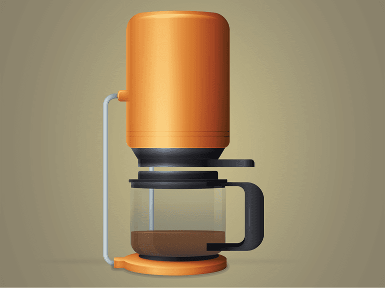 realistic golden coffee maker machine illustration