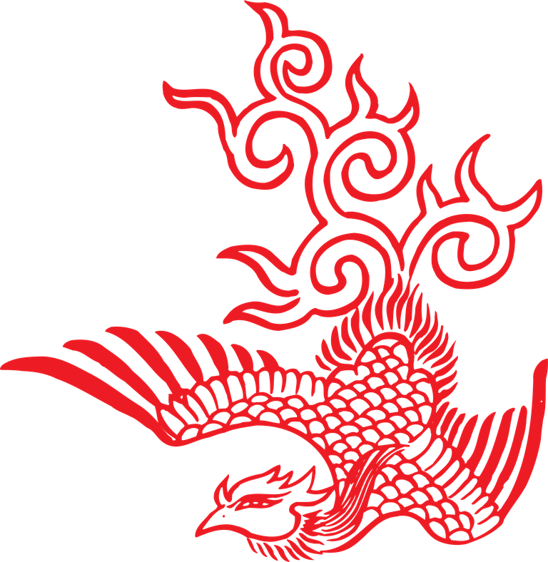 detailed pattern classical pattern vector of a phoenix with swirling flames for artistic projects