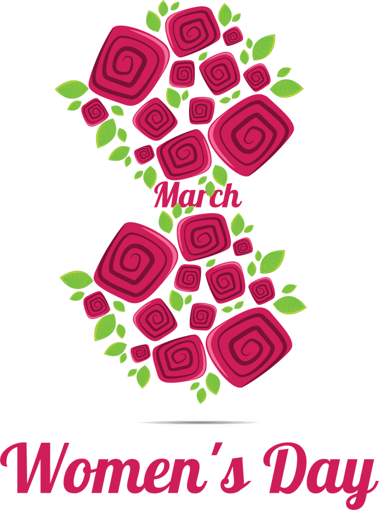 detailed pattern heart womens day flower labels set