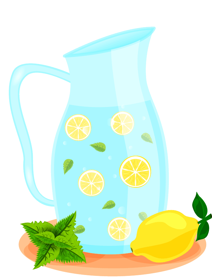 detox water drink bottles jar carafe flat icons collection with lemon honey mint isolated