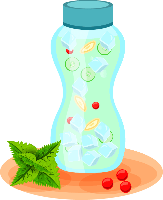 detox water drink bottles jar carafe flat icons collection with lemon honey mint isolated