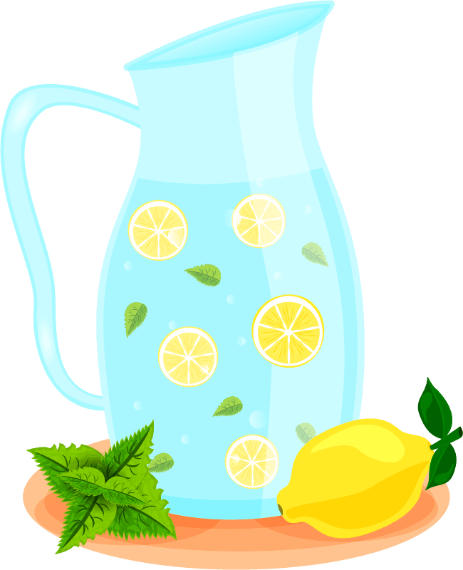 detox water drink bottles jar carafe flat icons collection with lemon honey mint isolated