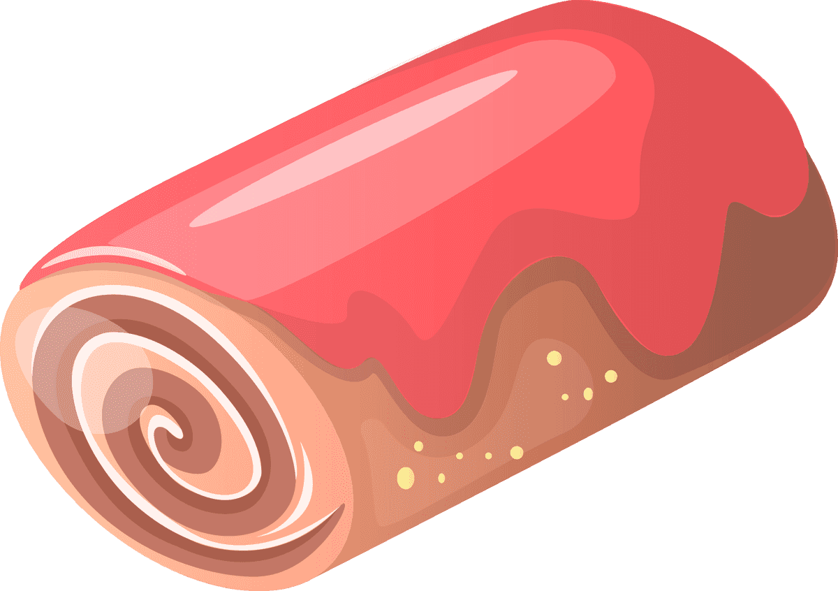 difference sweets cake icon featuring a vibrant rolled dessert with glossy finish