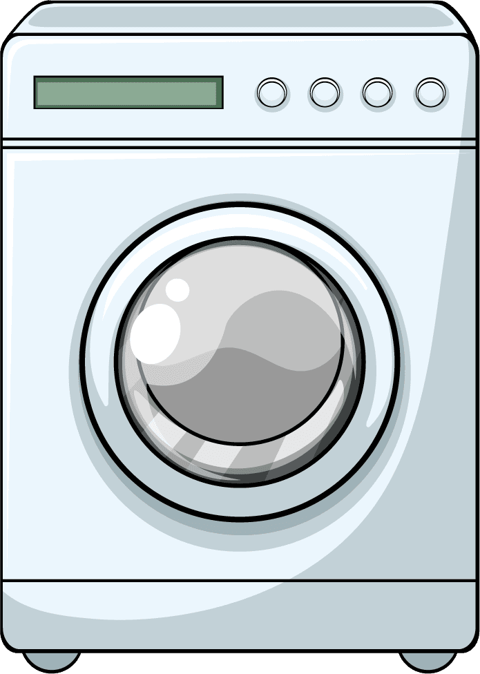 different cleaning objects and machines: a modern washing machine for efficient laundry