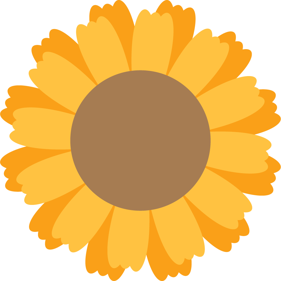 different flat styled isolated colored flowers