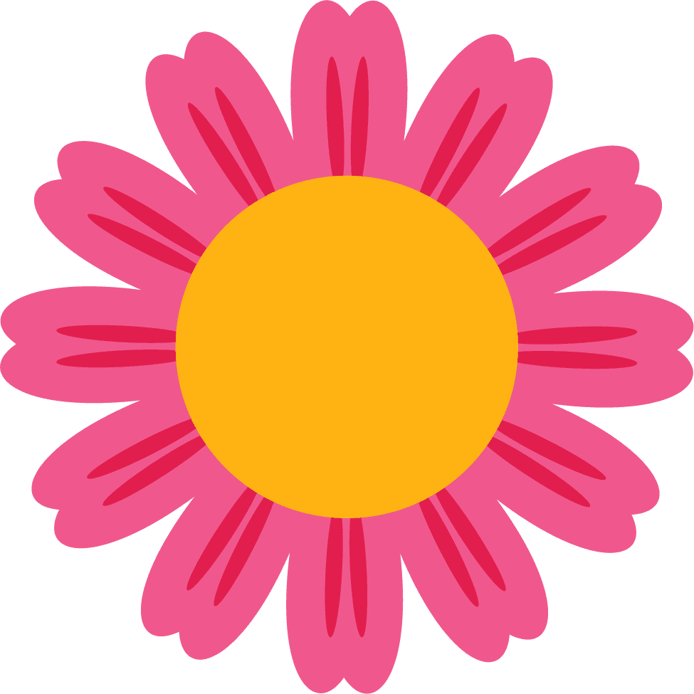 different flat styled isolated colored flowers