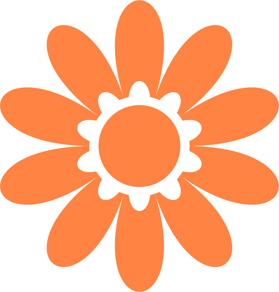 different flat styled isolated colored flowers