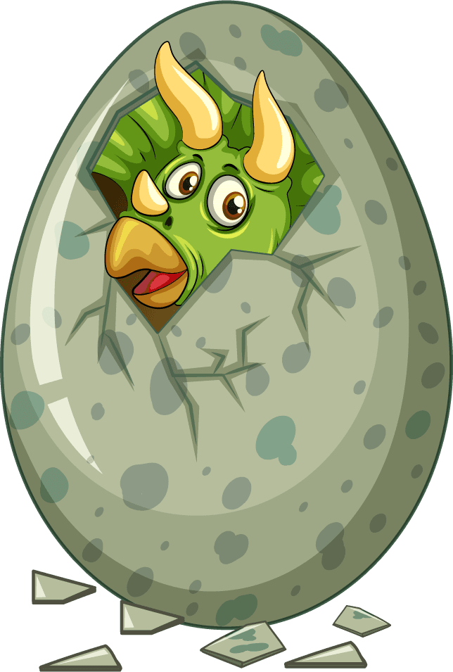 different dinosaur cartoon character isolated with a cute hatching design from an egg