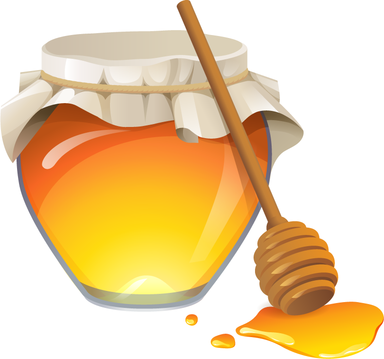 different food objects icons vector featuring honey jar and dipper for culinary uses