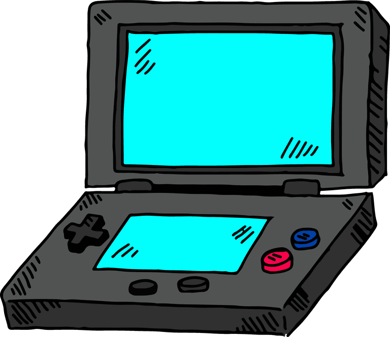 different hand drawn game consoles with kid styles