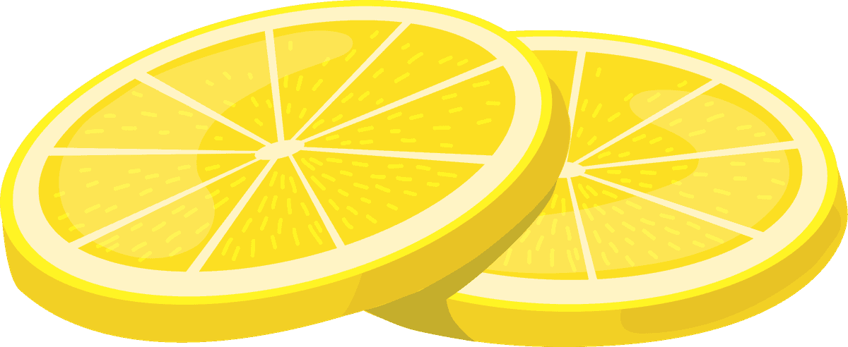 different lemon pieces flat item for cooking and beverage illustrations in cheerful style